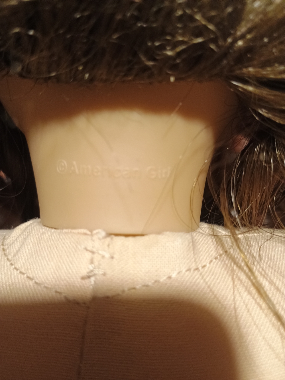 American Girl Doll Neck with Embossed Brand Marking - Cream and Brown